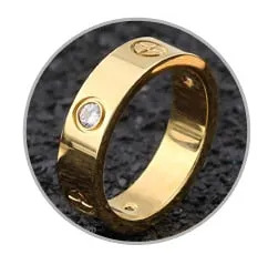 Rose Gold Stainless Steel Ring With Crystal For Woman
