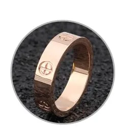 Rose Gold Stainless Steel Ring With Crystal For Woman