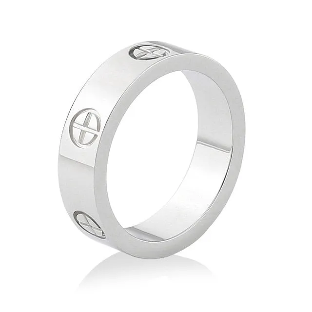 Rose Gold Stainless Steel Ring With Crystal For Woman