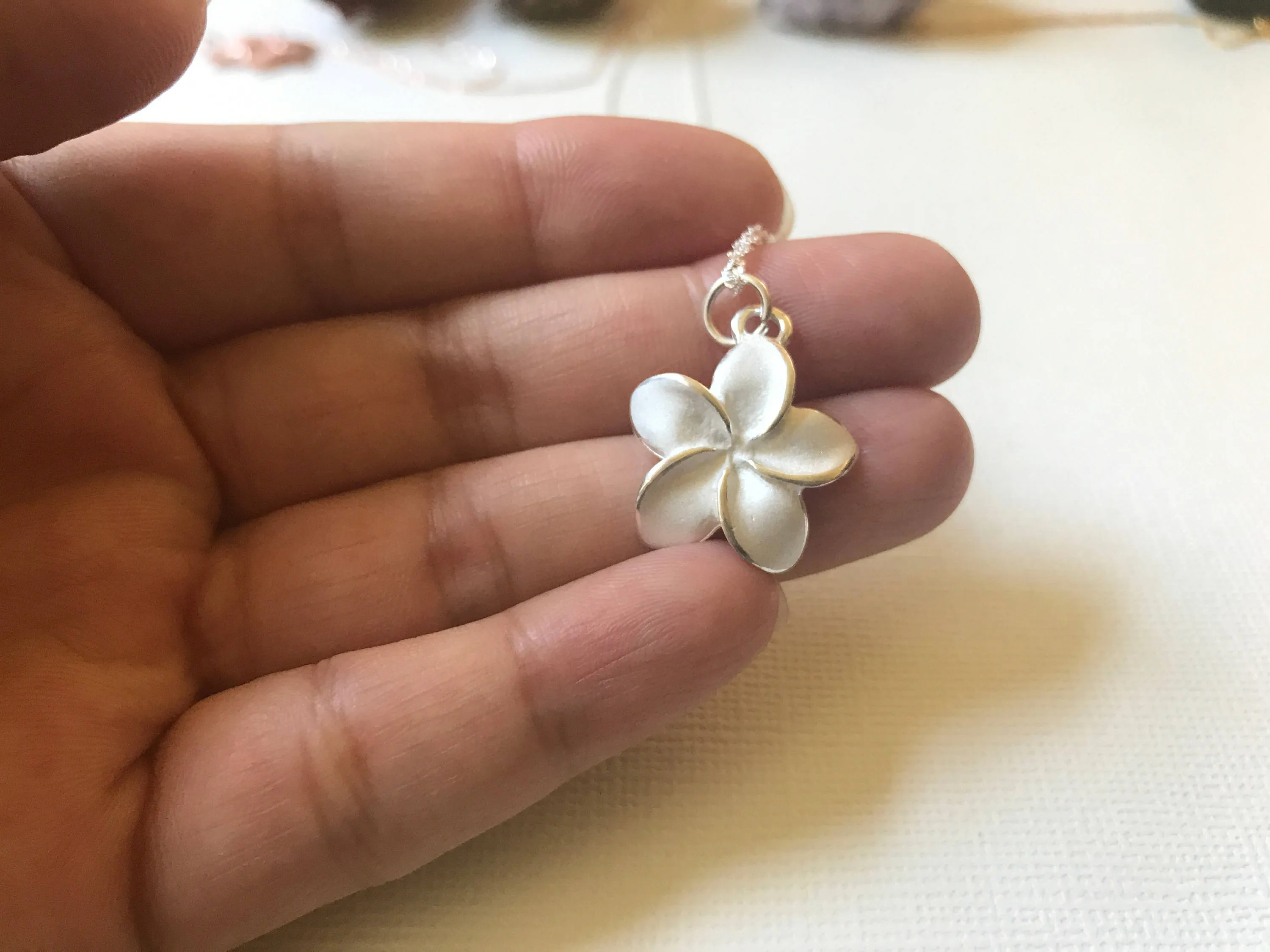 Sale! Sterling Silver plumeria necklace, Plumeria necklace, Hawaiian necklace, Plumeria jewelry, Flower necklace,Bridesmaid gift, Gold plume