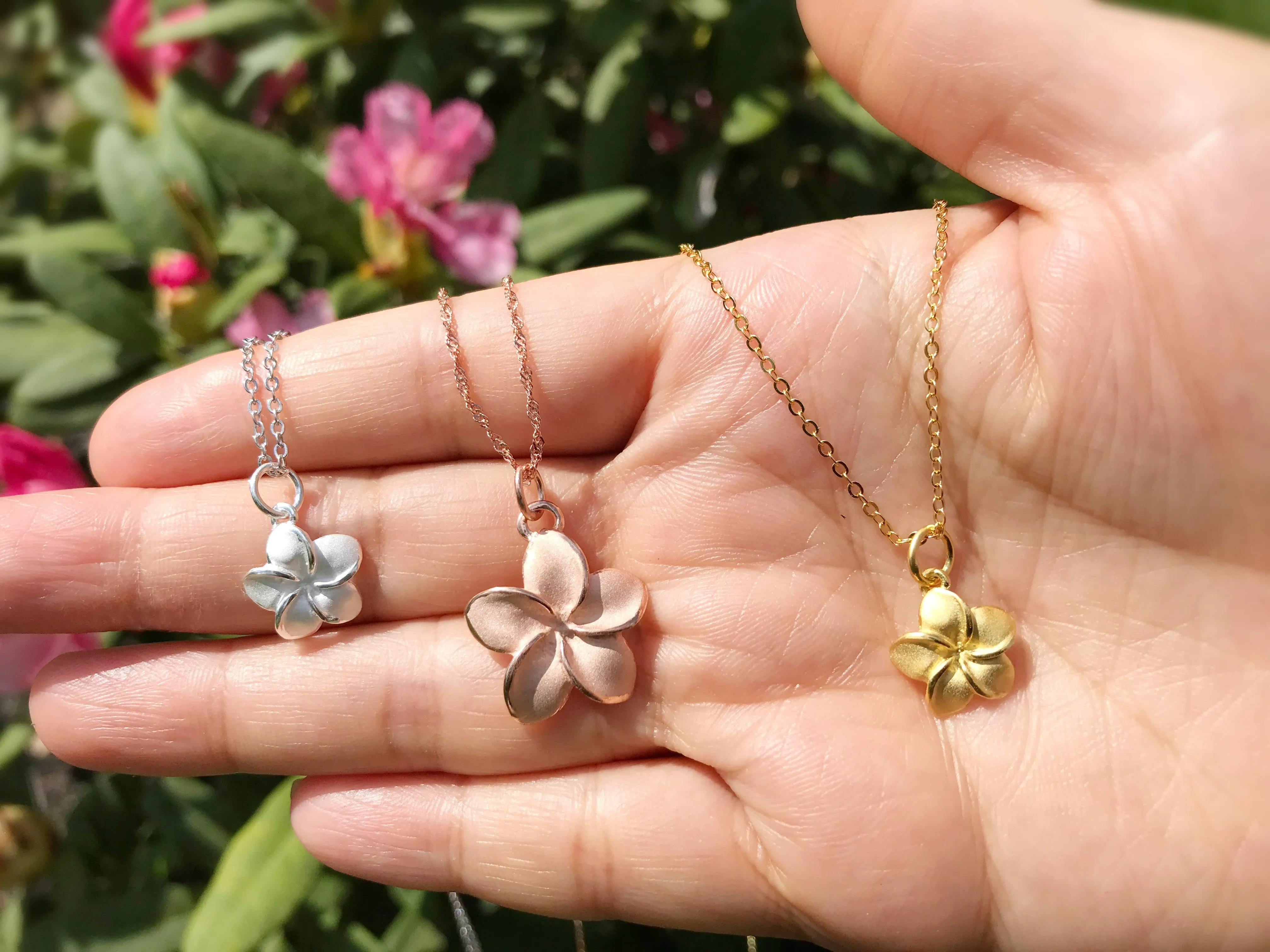 Sale! Sterling Silver plumeria necklace, Plumeria necklace, Hawaiian necklace, Plumeria jewelry, Flower necklace,Bridesmaid gift, Gold plume