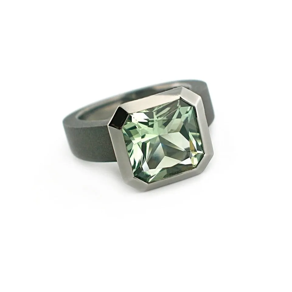 Series 20 | Oblique Sterling Ring, Blackened Silver   Quartz or Topaz