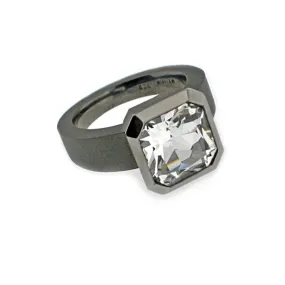 Series 20 | Oblique Sterling Ring, Blackened Silver   Quartz or Topaz