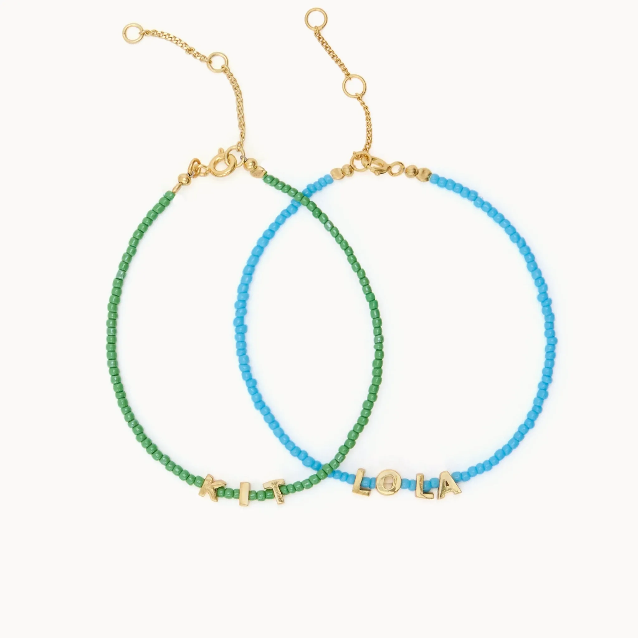 Tiny Dancer Beaded Initials Bracelet - Blue